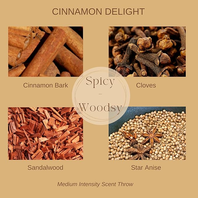 Fall Fresh Cinnamon Bark Essential Oil - Warm & Spicy Pure Beeswax Candle - 30+ Hours Long Burning - Non-Toxic Scented Candles for Autum Home Decor & Aromatherapy for Anxiety Relief - Natural - 5 OZ