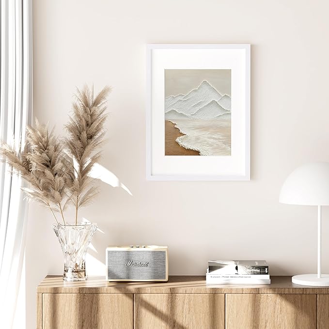 Vittanly 12x16 Picture Frame for Wall, Plexiglass, Displays Poster 11x14 with Mat or 12x16 without Mat, PVC Frame Material, Horizontal or Vertical Hanging, 1 Pack, White