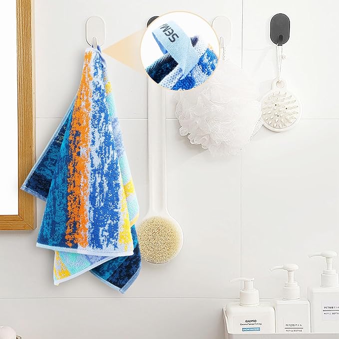 SEMAXE 12 Pack Hand Towels for Bathroom, 100% Cotton Towels with Hanging Loops, Soft & Absorbent, Hand Towel Set for Gym, Shower, Hotel, Spa and Kitchen, Colorful Towel - The Starry Night Collection