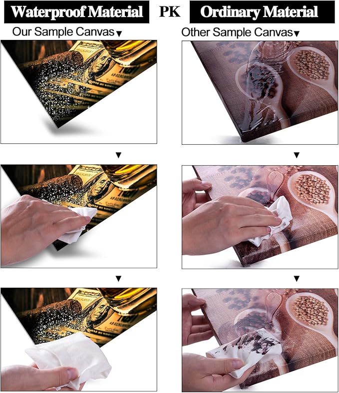 Cigar and Wine Wall Art for Bar, PIY Whiskey Picture Canvas Painting Prints Artwork (Waterproof Home Decor, 1" Thick, Bracket Mounted Ready to Hang, 20x30 Large)