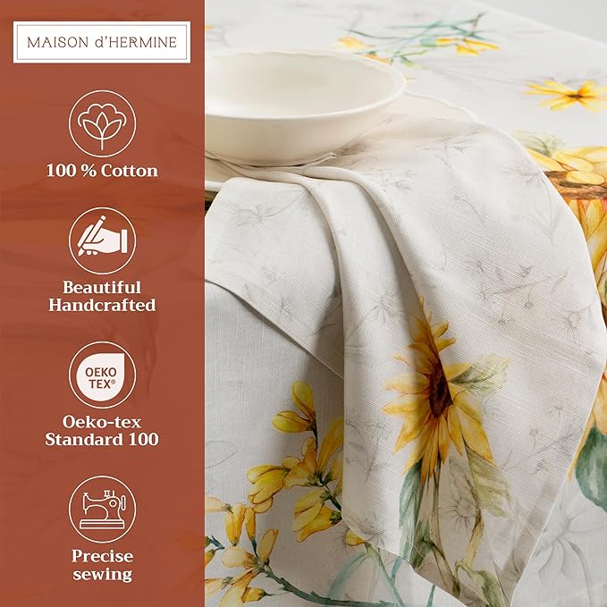 Maison d' Hermine Cloth Napkins Set of 4 100% Cotton Everyday Reusable Square Napkins Cloth Washable, Dinner, Party, Wedding, Restaurant, Spring/Summer (Candice, 20" x 20")