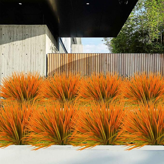 Krissing 40 Bundles Artificial Fall Flowers Outdoor UV Resistant Fake Lavender Flowers Outdoor Fall Faux Plants Greenery Shrubs for Home Garden Porch Outside Fall Decor