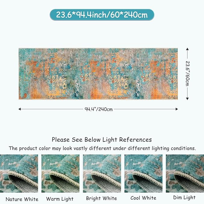 Lahome Modern Abstract Rug - 2x8 Colorful Hallway Runner Rug, Non Skid Washable, Bathroom Carpet, Indoor Floor Entryway Runner for Living Dining Bedroom Kitchen