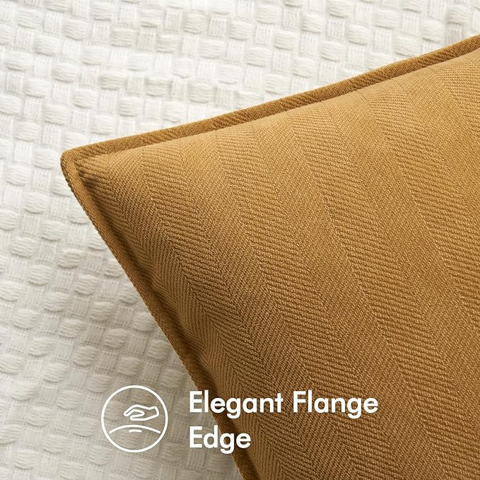 MIULEE Pack of 2 Mustard Yellow Decorative Pillow Covers 16x16 Inch Soft Chenille Luxurious Couch Throw Pillows Farmhouse Cushion Covers with Elegant Design for Sofa Bedroom Living Room Home Decor