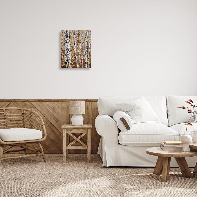 Stupell Industries Autumn Birch Trees Abstract Leaves Canvas Wall Art, Design by Jen Seeley