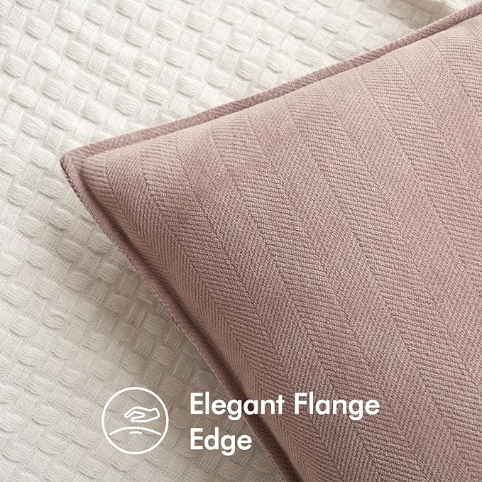 MIULEE Pack of 2 Blush Pink Decorative Pillow Covers 24x24 Inch Soft Chenille Luxurious Couch Throw Pillows Farmhouse Cushion Covers Euro Shams with Elegant Design for Sofa Bed Living Room Home Decor