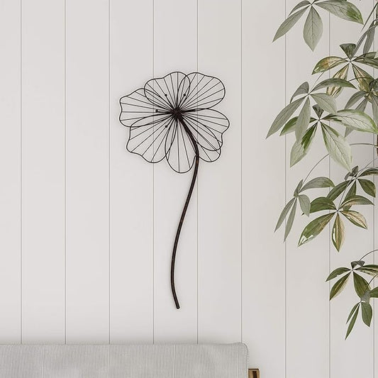 Wall Decor - Metal Layered Wire Flower Sculpture - Contemporary Hanging Accent for Living Room, Bedroom, Entryway, or Kitchen by Lavish Home (Brown)