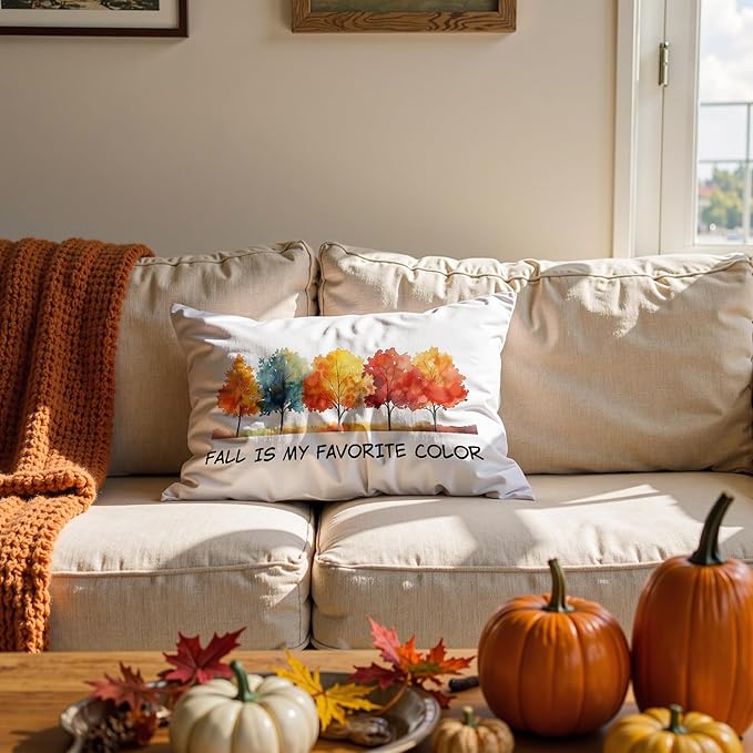 Fall is My Favorite Color Maple Tree Pillow Cover 20x12, Autumn Maple Leaf Throw Pillow Case for Couch Sofa Bed, Fall Decorative Cushion Cover for Home Living Room Bedroom Decor