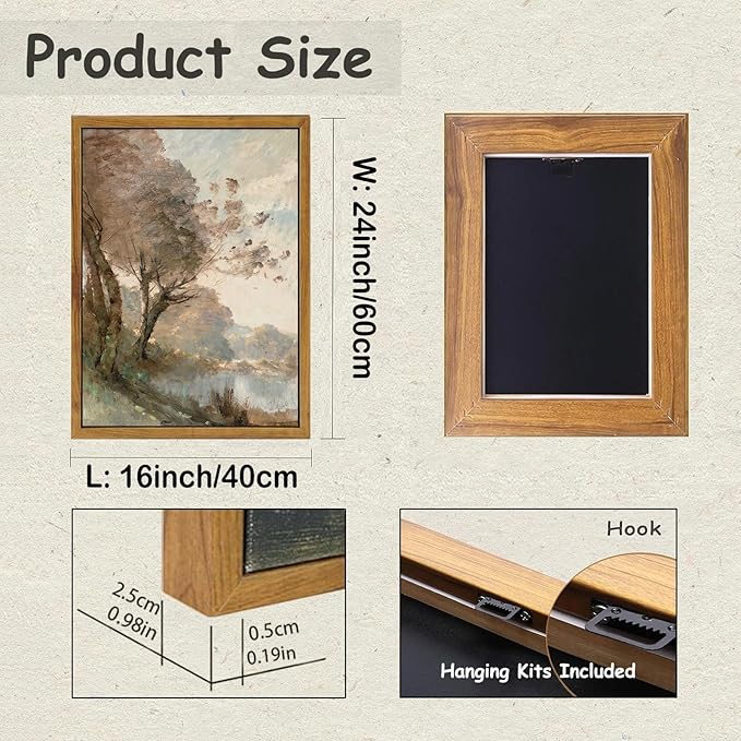 KBKBART Framed Canvas Wall Art Vintage Southwest Decor, Retro Neutral Landscape Riverside Botanical Art Prints Painting, Rustic Farmhouse Wall Decor Ready To Hang for Bedroom, Bathroom, Living Room,