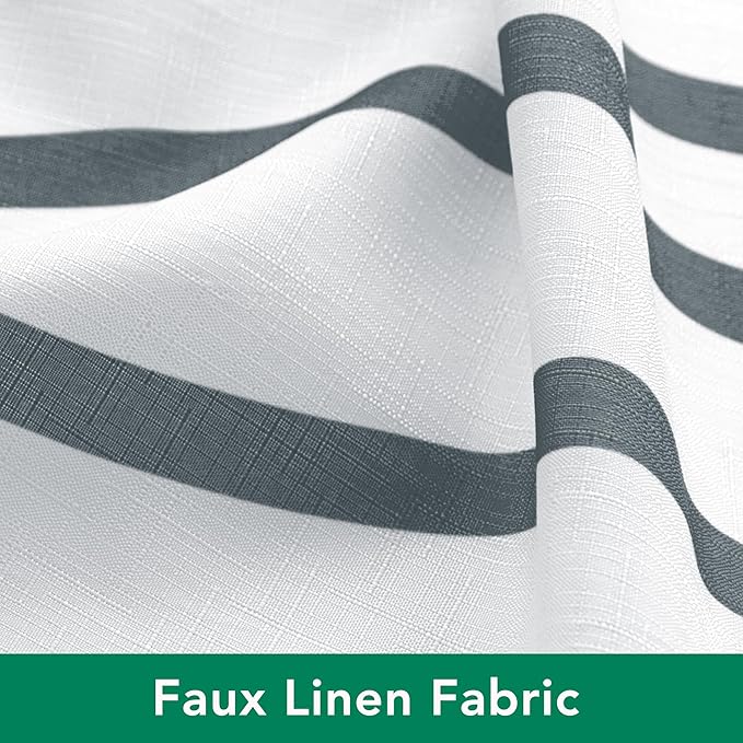 Biscaynebay Textured Fabric Shower Curtain 72x72 Inch, Dark Grey Printed Striped Linen Modern Hotel Luxury Quality Cloth Bathroom Curtains Machine Washable