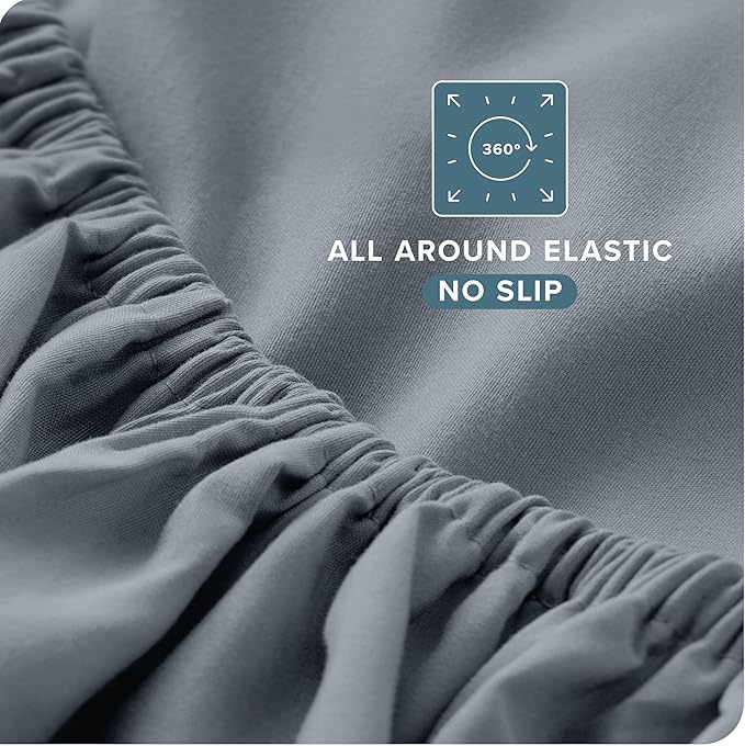 Bare Home Split Head Flex King Sheet Set - 1800 Ultra-Soft Microfiber Bed Sheets - Double Brushed - Deep Pockets - Easy Fit - 4 Piece Set - FlexTop Bedding Sheets (Split Head Flex King, Steel Blue)