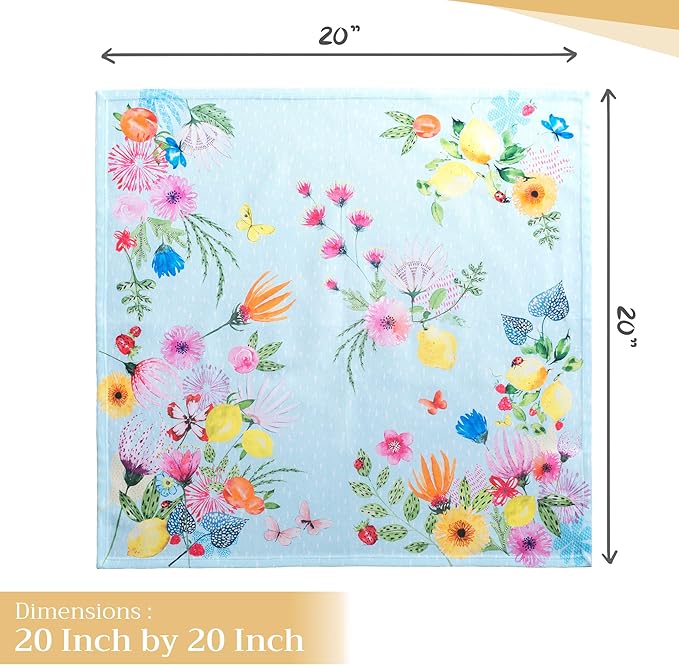 Maison d' Hermine Cloth Napkins Set of 4 100% Cotton Everyday Reusable Square Napkins Cloth Washable, Dinner, Party, Wedding, Restaurant, Spring/Summer (Jardin D'Ete - Mint, 20" x 20")