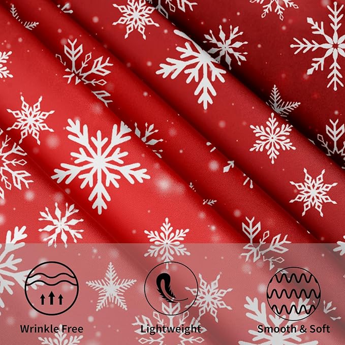 Merry Christmas Round Tablecloth 60 Inch Winter Red White Snowflakes Round Tablecloth for Christmas Washable Xmas Table Cloth for Home Kitchen Dining Room Patio Picnic Party Indoor Outdoor Decor