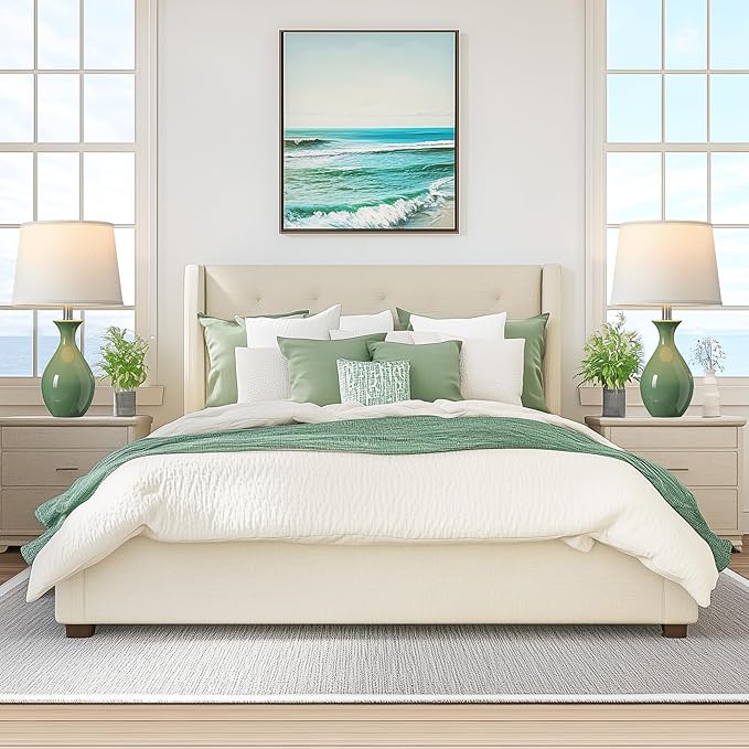 PARTPHONER Table Lamp Set of 2, Modern Ceramic Bedside Lamps for Night Stands, Classic Small Lamp Nightstand Lamp for Bedroom Living Room Desk End Table Rocker Swtich Sage Green