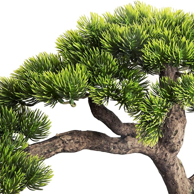 Artificial Bonsai Tree, Large Faux Pine Plants 15 inch, Faux Juniper Potted Plants Indoor Decor for Office Desk Home Table, Greenery Desktop Bonsai Plant for Room Decorations, Tall 15"