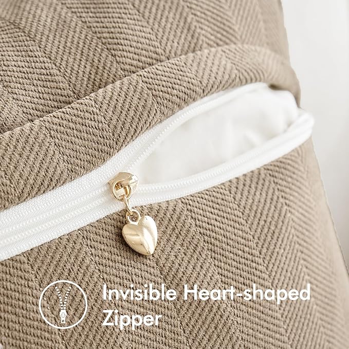 MIULEE Pack of 2 Khaki Decorative Pillow Covers 16x16 Inch Soft Chenille Luxurious Couch Throw Pillows Farmhouse Cushion Covers with Elegant Design for Sofa Bedroom Living Room Home Decor