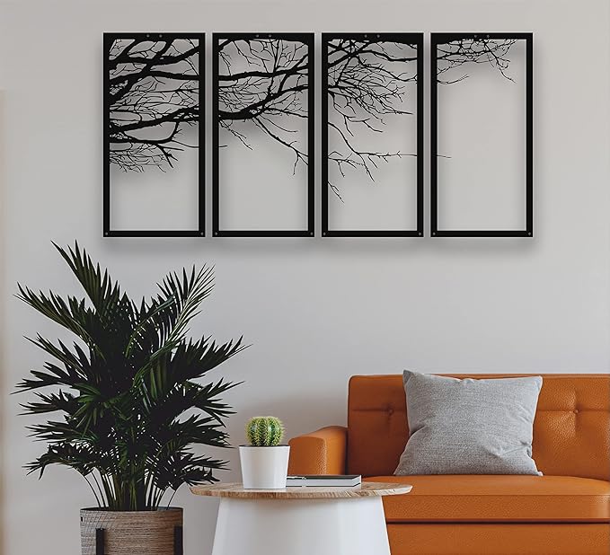 Dekadron Metal Wall Art, Tree of Life, 4 Pieces, Metal Wall Decoration (200 x 100 cm)