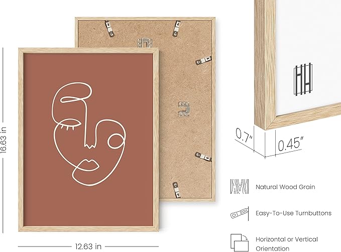 HAUS AND HUES Woman Drawing Line Art Wall Decor - Female Figure Wall Art, Silhouette Drawings Artwork Line Drawing Wall Art Minimalist Wall Decor, Clay Abstract Face (Beige Framed, 12x16)