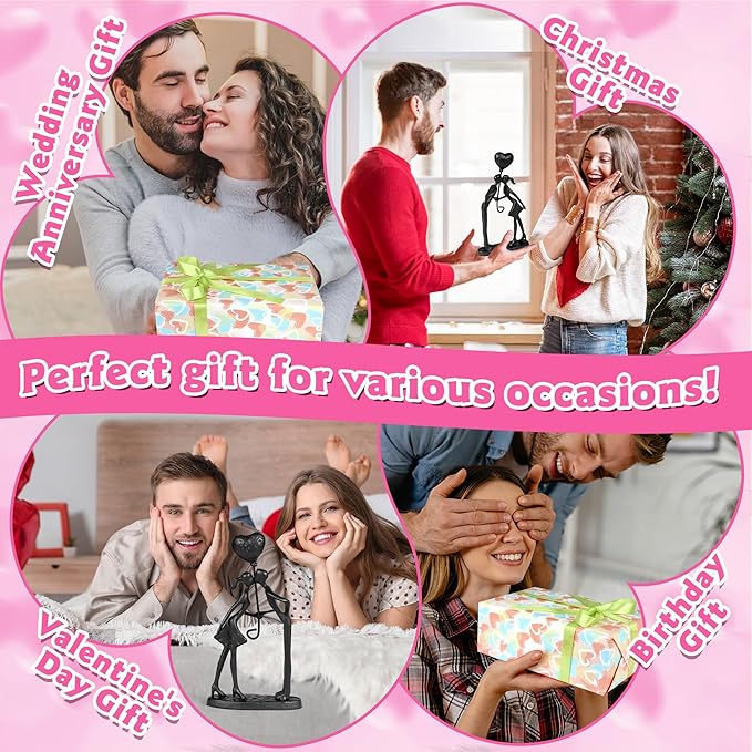 Kissing Couple Small Statue Cast Iron Sculpture Decor, Wedding Anniversary Romantic Gifts for Couple Women Men Wife Husband Girlfriend Boyfriend Birthday Gifts