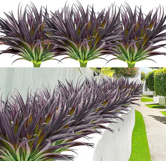 12 Pcs Artificial Outdoor Plants UV Resistant Tall Fake Grass Plants Bushes Faux Tropical Flowers Décor Fall Winter Summer Planters Patio Front Door Porch Plastic Greenery & Shrubs Decoration