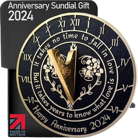 Anniversary Sundial Gift for Any Wedding Anniversary in 2024 - What Love is - Recycled Metal Home Decor Or Garden Present Idea - Handmade in UK for Him, Her Parents Or Couples Celebration