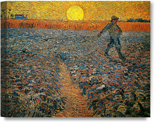 DECORARTS - The Sower, Vincent Van Gogh Art Reproduction. Giclee Canvas Prints Wall Art for Home Decor 30x24