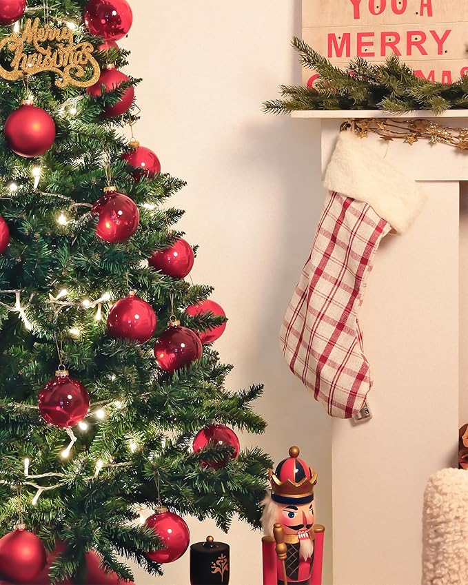 DN DECONATION Red Glass Christmas Ornaments, Set of 9, 3.15' Hanging Christmas Baubles for Xmas Tree Decoration, Wedding Party Gift