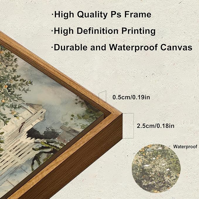 KBKBART Framed Vintage Kitchen Wall Art Prints Orange Tree Watercolor Oil Painting, Rustic Kitchen Sign Canvas Wall Art for Dining Room, Bedroom, Living Room, Farmhouse, Gallery, Vintage Pictures Wall Decor(12"x16")