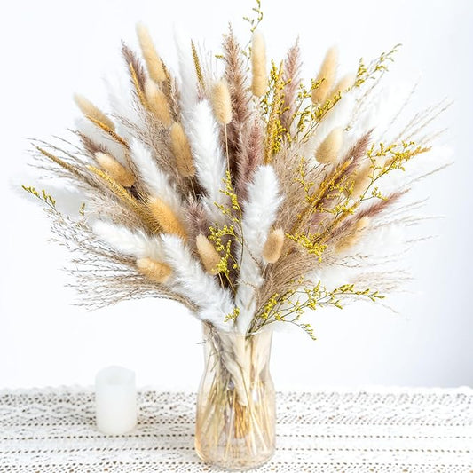 Boho Decor Bouquet - Pampas Grass and Reed Grass Decor kit Mix Dried Flower Arrangement Home Table Rustic Farmhouse Bedroom Decor