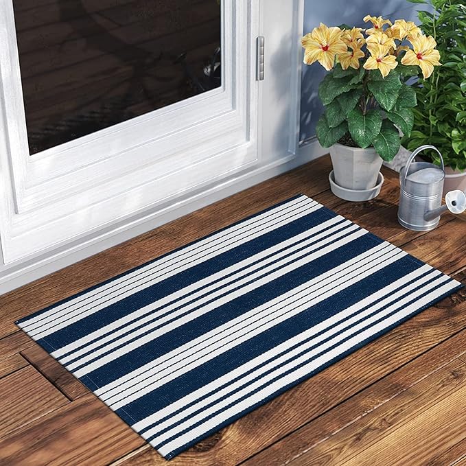 OJIA Front Door Mat Halloween Doormat 2'x3' Striped Front Door Rug Washable Fall Door Mats Outdoor Cotton Woven Indoor Outdoor Rugs Farmhouse Small Area Rug for Porch/Entryway/Kitchen/Bathroom
