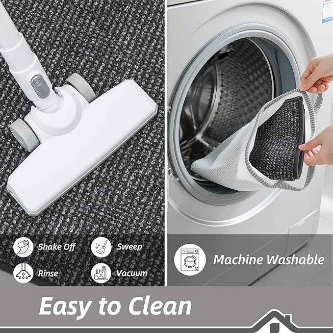 BEQHAUSE Kitchen Rugs 32"x48", Non-Slip Kitchen Mats for Floor, Super Absorbent and Stain Resistant Kitchen Rugs, Machine Washable Rugs for Kitchen, Hallway, Laundry & Sink, Charcoal