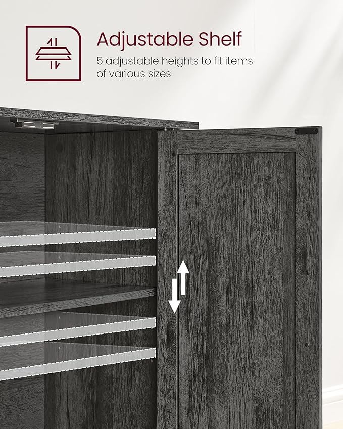 VASAGLE LIRY Collection - Storage Cabinet, Buffet Cabinet, Sideboard, Credenza, with Adjustable Shelves, for Living Room, Entryway, Antique Charcoal ULSC381T04