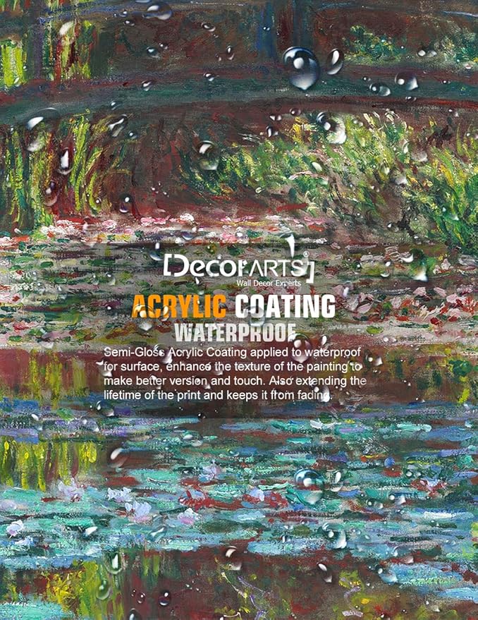 DECORARTS - Water Lily Pond 1900, Claude Monet Art Reproduction. Giclee Canvas Prints Wall Art for Home Decor 20x24''
