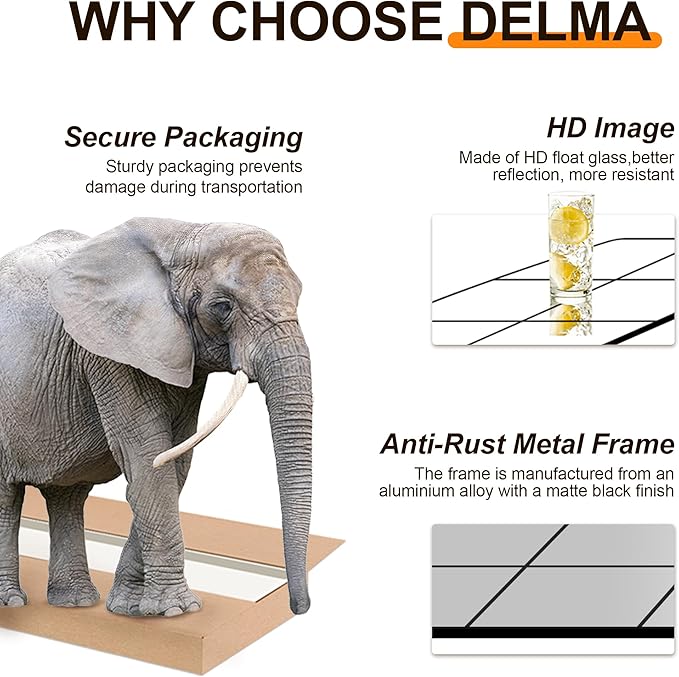 Delma Wall Mirror, 40"X30" Window Pane for Living Room Decor, Decorative Wall Art, Large Wall for Bedroom, Hallway, Living Room