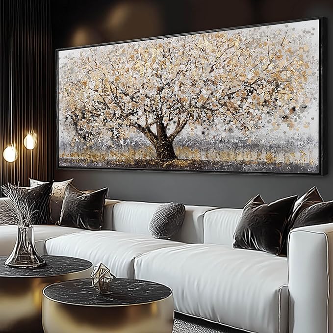 Tree Framed Wall Art Floral Wall Decor Vintage Art Pictures 32"x70" Wall Prints for Living Room Artwork for Dining Room