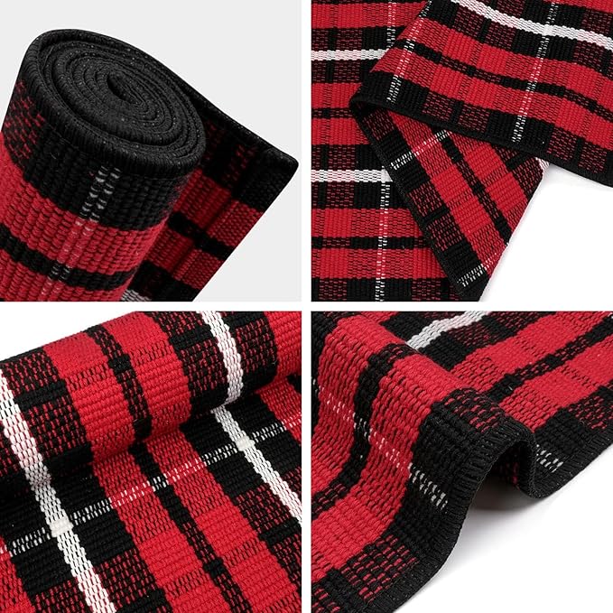 Christmas Red Buffalo Plaid Door Mats Outdoor 2'X3', Cotton Front Door Rug Machine Washable Indoor/Outdoor Area Rug Farmhouse Throw Rug for Layered Door Mats/Porch/Entryway/Kitchen/Bathroom