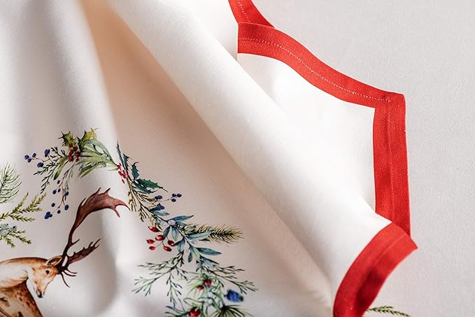 Maison d' Hermine Cloth Napkins Set of 4 100% Cotton Everyday Reusable Square Napkins Cloth Washable, Dinner, Party, Wedding, Restaurant (Holly Time, 20" x 20")