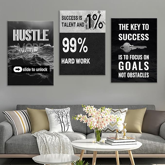 Inspirational Wall Art Motivational Quotes Posters Print on Canvas Inspiring Sign Picture Painting Wall Decor Artwork for Modern Home Living Room Gym Hallway Office Stretched and Framed [60''Wx28''H]