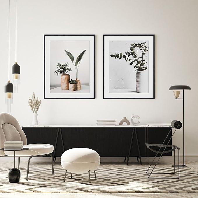 22x28 Black Picture Frame, 22"x28" Oak Wood Frame for Wall, Rustic Poster Frames 22 x 28, 22x28 Matted Frame to 18x24, Tempered Real Glass, 22 by 28 Art Frame (Black, 2 Pack)