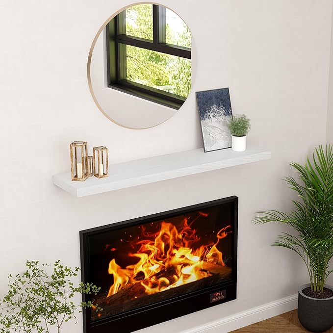 Fun Memories White Floating Shelves 48 Inch Long, Wood Wall Shelves 48x9.3x1.5, 9.3 Inch Deep Floating Shelf for Wall, Large White Shelves for Home Decor & Storage