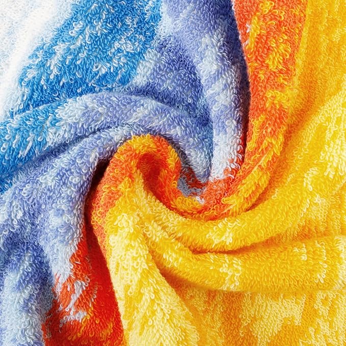 SEMAXE Bath Towel Set, 100% Cotton Bathroom Towels with Hanging Loops and Nano-Bio Lifecycle Labels, Include 2 Bath Towels, 2 Hand Towels, 4 Washcloths, Colorful Towel - Wheat Field Collection