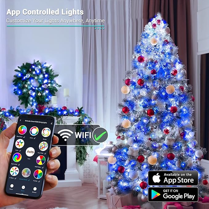 Brizled Smart String Lights, 164ft 498 LED RGB String Christmas Lights App Controlled, Dimmable Outdoor Mini Light, Color Changing Christmas Tree Light Works with Alexa & Google Home