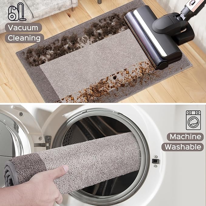 Machine Washable Kitchen Rug 24" x 70", Non Slip Kitchen Mat for Floor, Absorbent Entrance Runner Rug for Bedroom, Hallway, Bathroom, Door (Roll Packing)