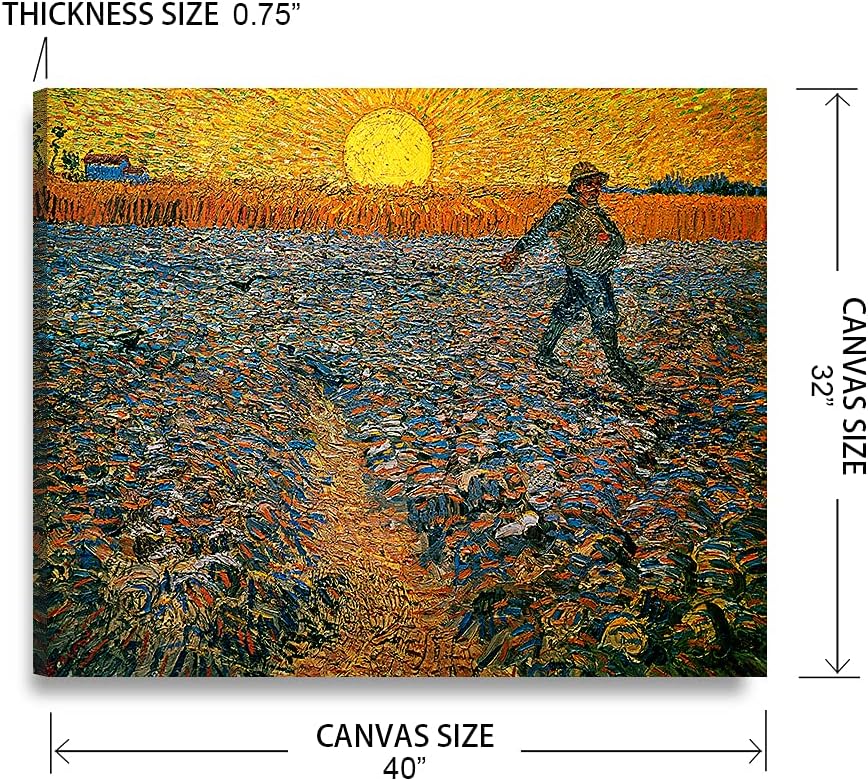 DECORARTS - The Sower - Vincent Van Gogh Art Reproduction. Giclee Print on Canvas. Wall Art for Home. 40x32