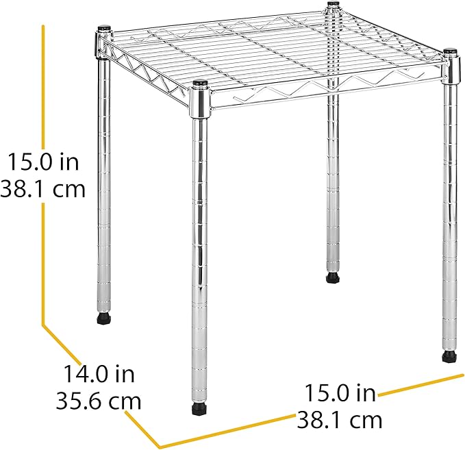 Whitmor Wire Shelving Unit, Metal Storage Shelves, Stacking Shelf with Basket, Easy Assembly Home Organizer for Pantry, Kitchen, Garage, Plant