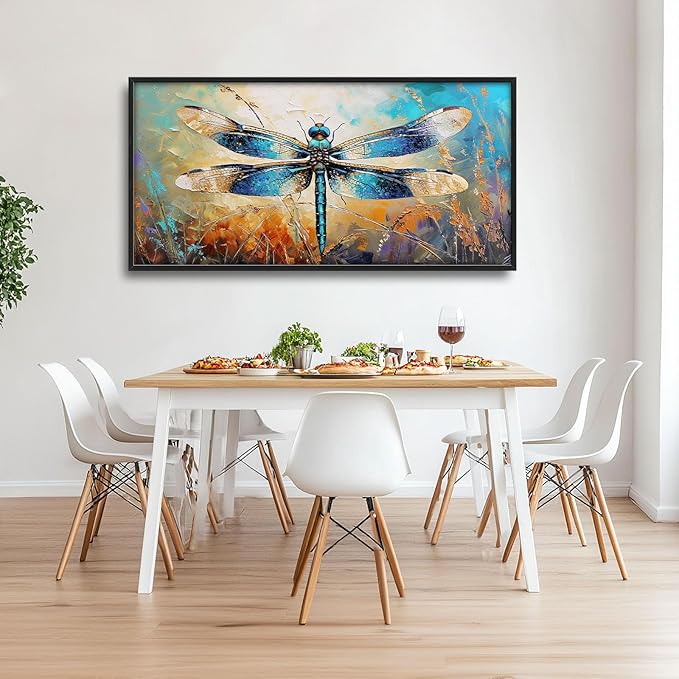 Quorin Dragonfly Large Wall Art Abstract Dragonfly Pictures Wall Decor Colorful Canvas Print Painting Artwork for Bathroom Living Room Bedroom 60L x 30W