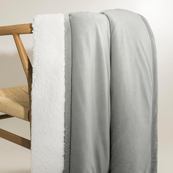 UGG Bliss Throw Blanket Plush Soft Fleece Fluffy Blankets for Bed or Couch Oversized Warm Reversible Machine Washable Medium Weight Home Decor Giftable Throw, 50-inch x 70-inch, Seal Grey