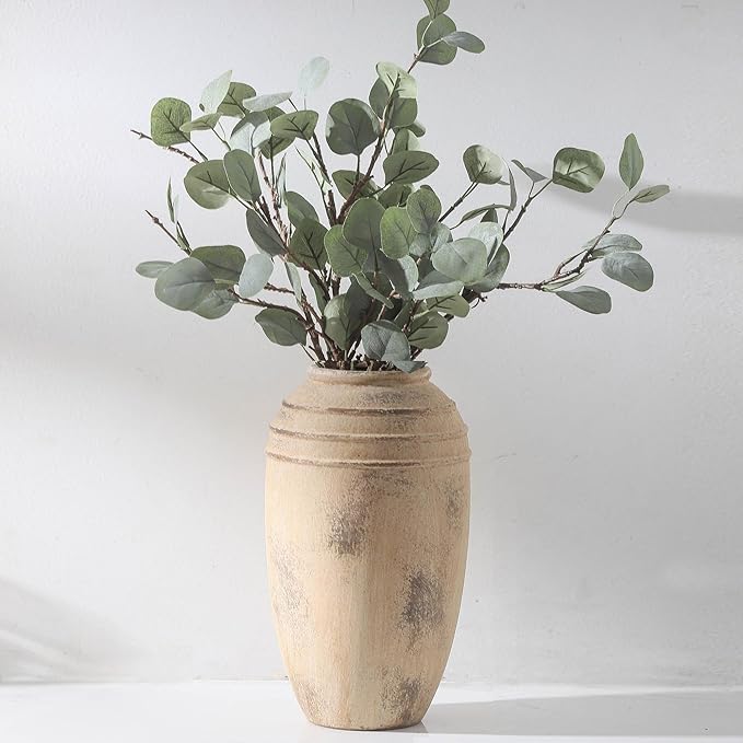 Large Ceramic Vase, 12.87 inch Tall Flower Vintage Farmhouse Vase for Home Decor, Dining Table, Living Room, Kitchen, Office Decoration