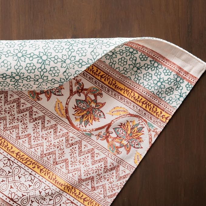 Maison d' Hermine Placemats Set of 4 100% Cotton Washable Cloth Place Mats, Reusable Table Mats for Kitchen Dining Decoration, Party, Wedding, Restaurant (Nila, 13" x 19")