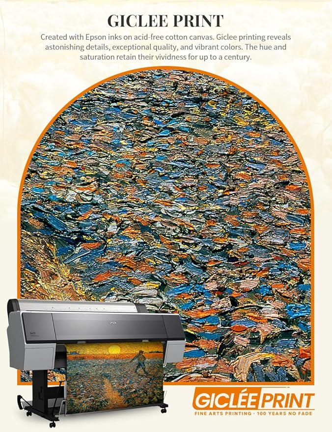 DECORARTS - The Sower by Vincent Van Gogh, Large Giclee Canvas Print with Solid Wood Frame, Oversized Wall Art Decor